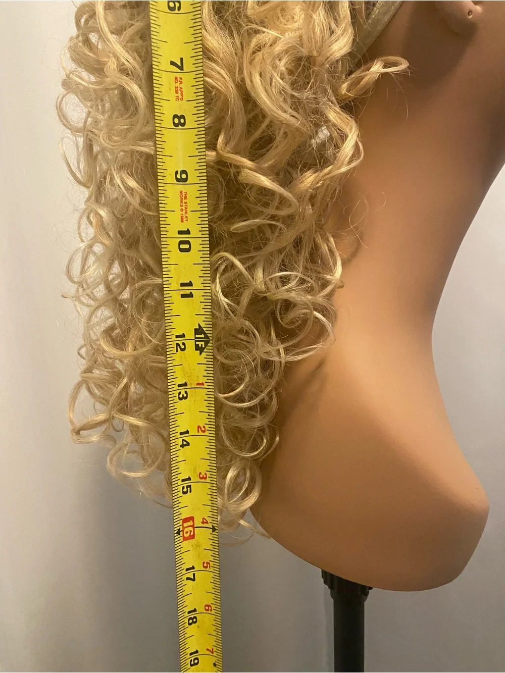 16” Blonde Curly Ponytail Hairpiece - Secure Mesh Base